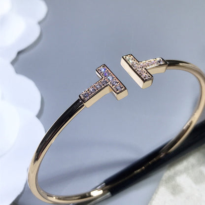 [Lumi Jewelry]T BRACELET PINK GOLD 1.8MM DIAMOND