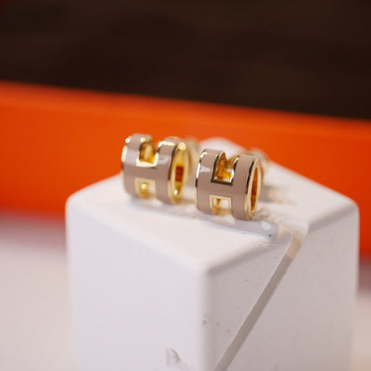 [Lumi Jewels]MINI POP H GOLD EARRINGS GREY
