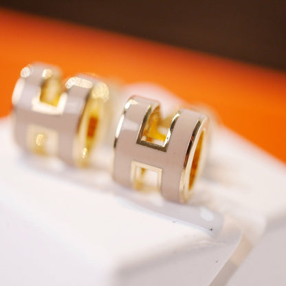 [Lumi Jewels]MINI POP H GOLD EARRINGS GREY