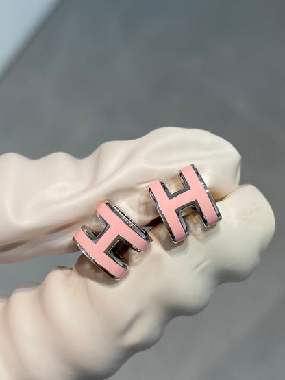 [Lumi Jewels]MINI POP H SILVER EARRINGS PINK