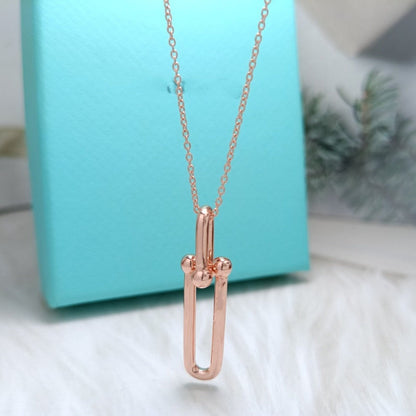 [Lumi Jewelry]HARDWEAR DROP DOUBLE LINK PEDANT NECKLACE
