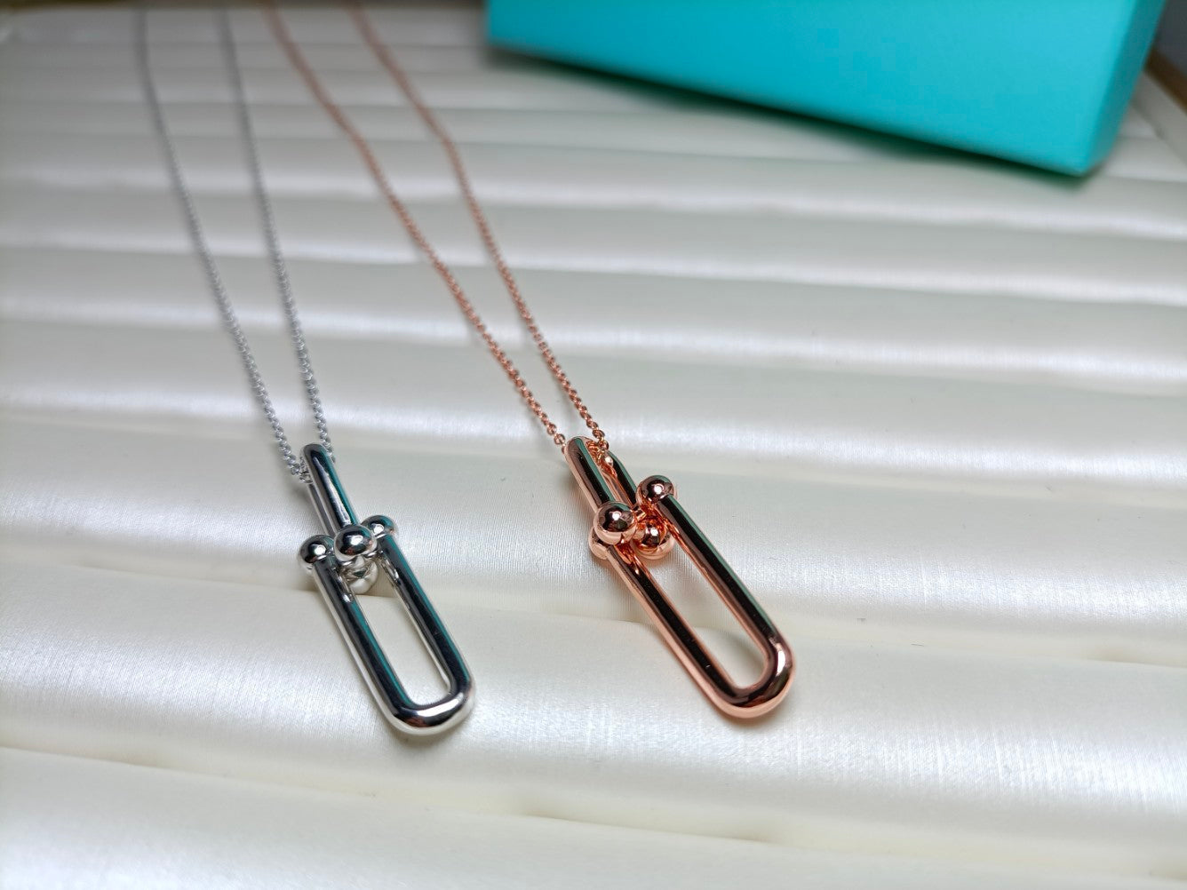 [Lumi Jewelry]HARDWEAR DROP DOUBLE LINK PEDANT NECKLACE