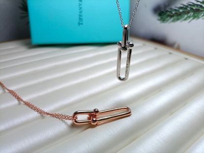 [Lumi Jewelry]HARDWEAR DROP DOUBLE LINK PEDANT NECKLACE