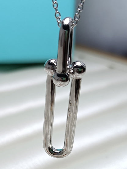 [Lumi Jewelry]HARDWEAR DROP DOUBLE LINK PEDANT NECKLACE