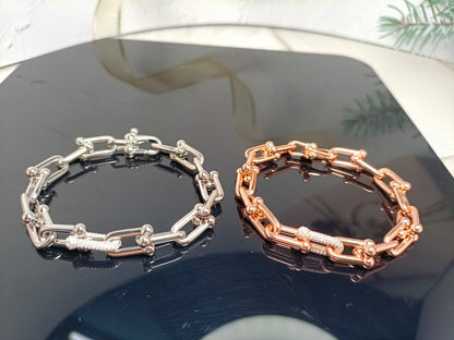 [Lumi Jewelry]HARDWEAR BRACELET PINK GOLD AND SILVER DIAMOND