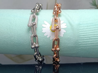 [Lumi Jewelry]HARDWEAR BRACELET PINK GOLD AND SILVER DIAMOND