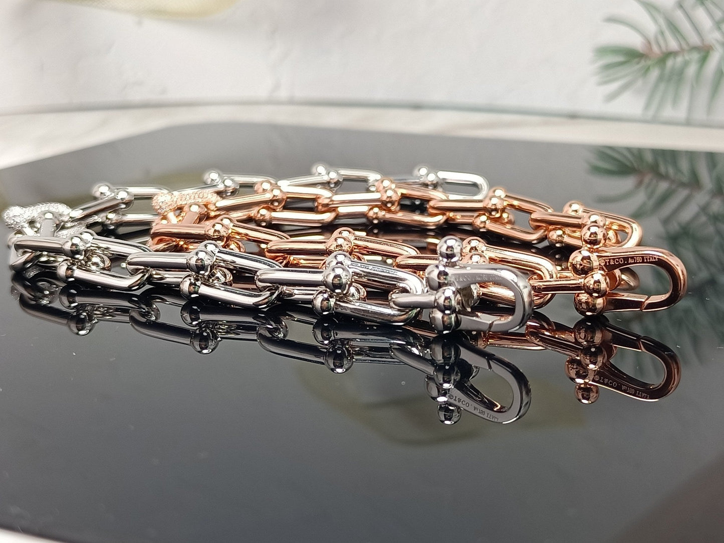 [Lumi Jewelry]HARDWEAR BRACELET PINK GOLD AND SILVER DIAMOND