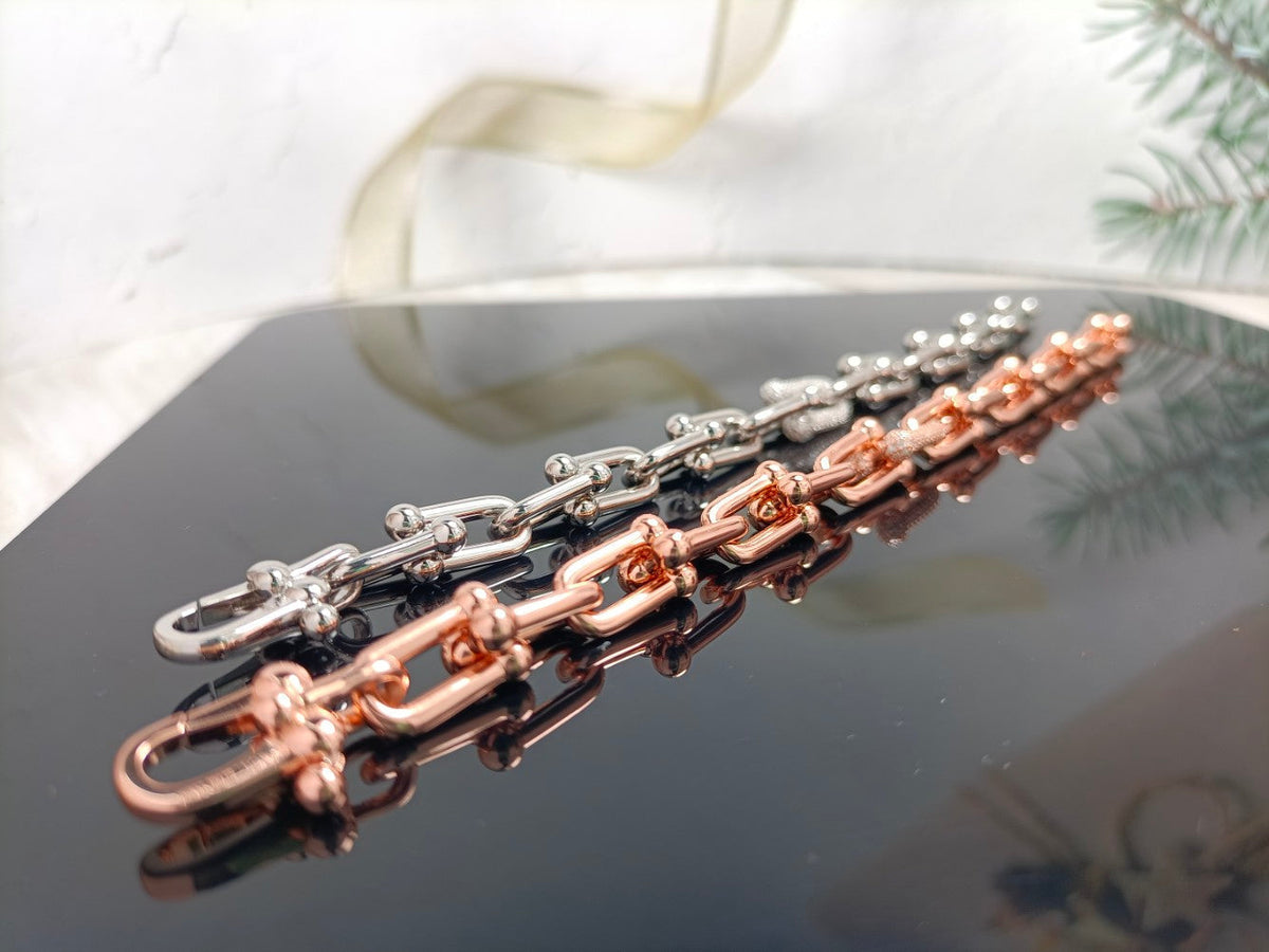 [Lumi Jewelry]HARDWEAR BRACELET PINK GOLD AND SILVER DIAMOND