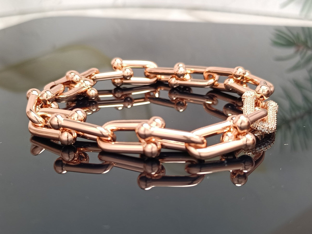 [Lumi Jewelry]HARDWEAR BRACELET PINK GOLD AND SILVER DIAMOND