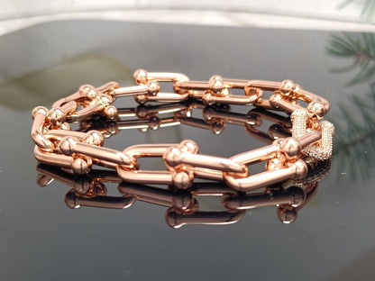 [Lumi Jewelry]HARDWEAR BRACELET PINK GOLD AND SILVER DIAMOND
