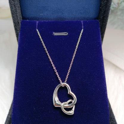 [Lumi Jewelry]DOUBLE HEART SILVER NECKLACE
