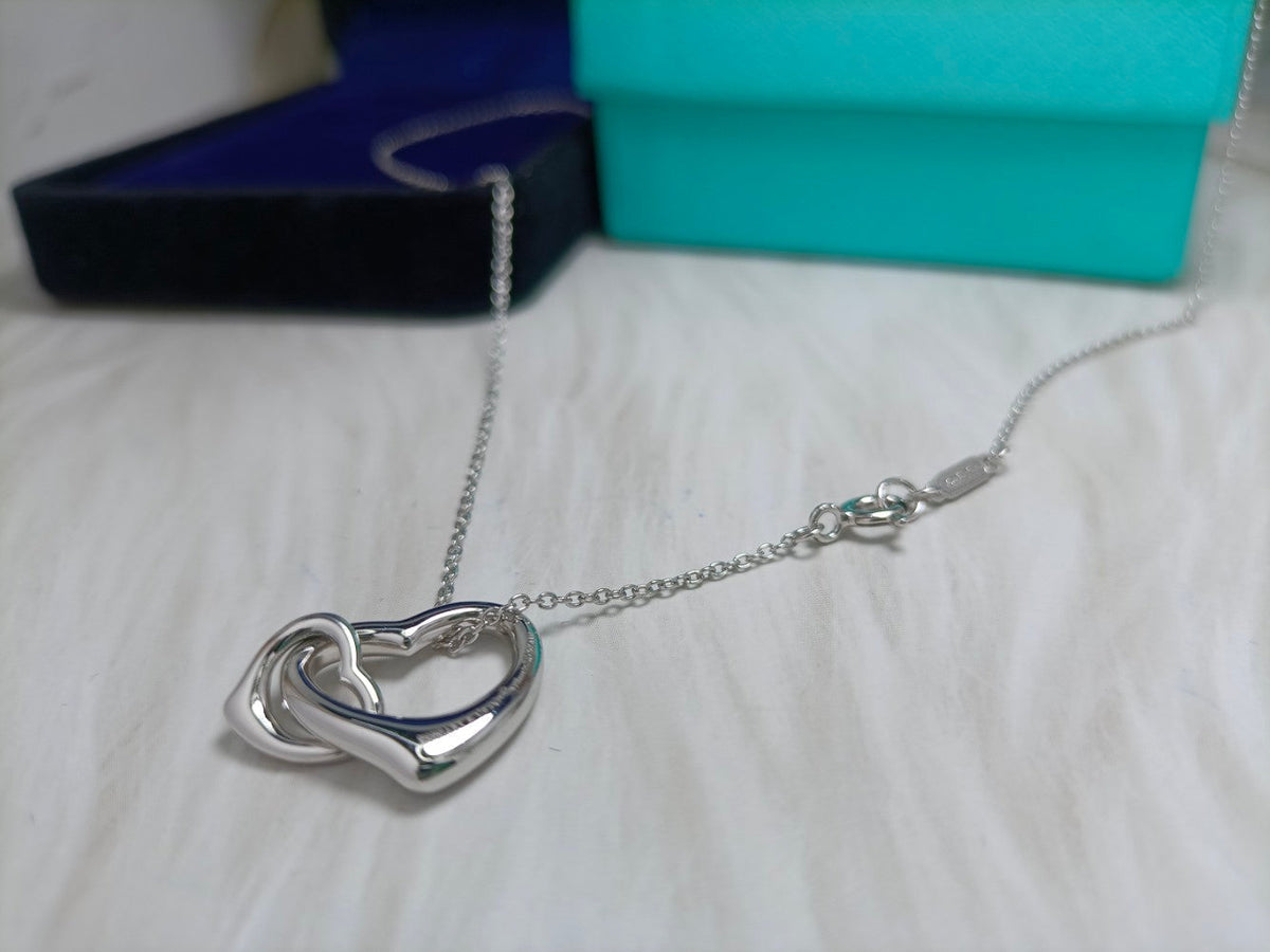 [Lumi Jewelry]DOUBLE HEART SILVER NECKLACE