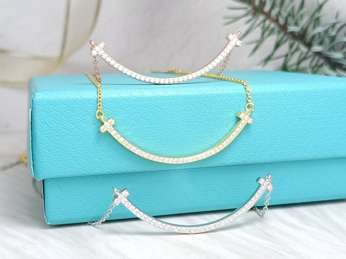 [Lumi Jewelry]BIG SMILE PEDANT DIAMOND NECKLACE