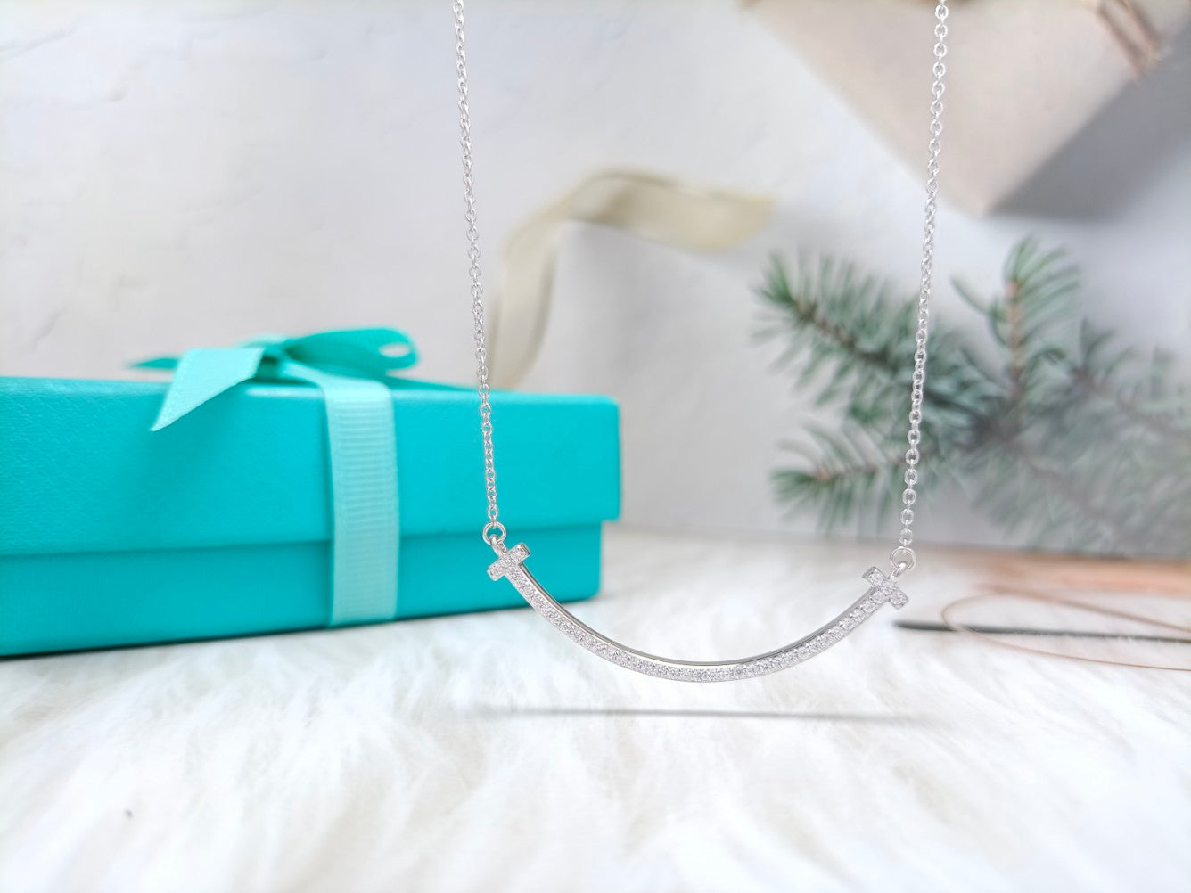 [Lumi Jewelry]BIG SMILE PEDANT DIAMOND NECKLACE