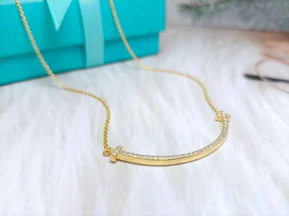 [Lumi Jewelry]BIG SMILE PEDANT DIAMOND NECKLACE