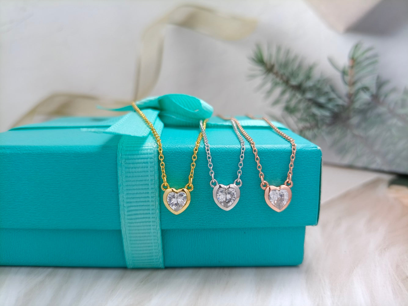 [Lumi Jewelry]HEART BIG DIAMOND NECKLACE