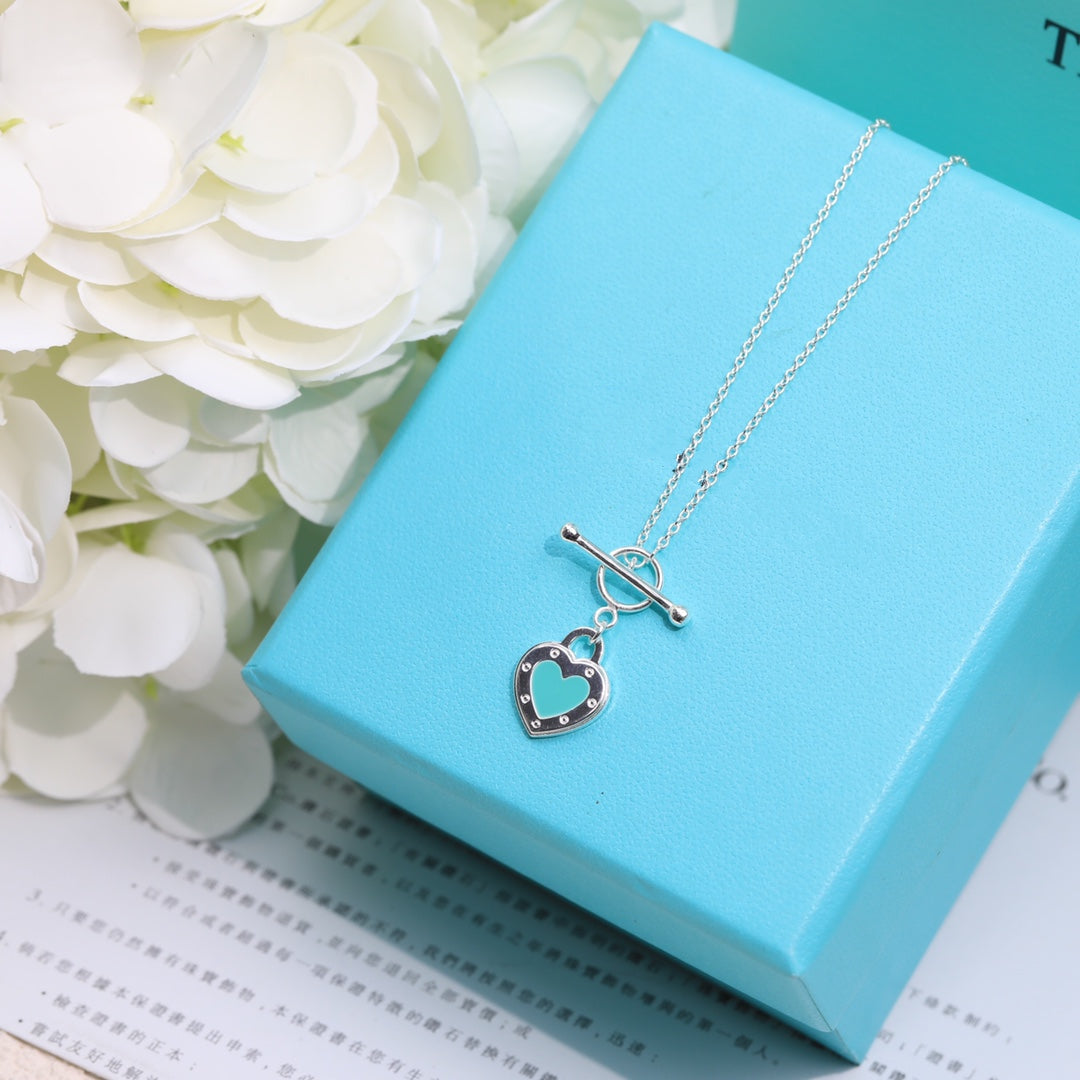 [Lumi Jewelry]DOUBLE HEART BLUE NECKLACE