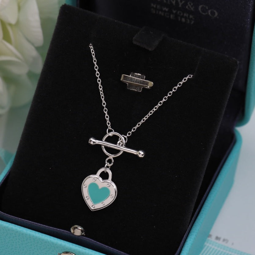[Lumi Jewelry]DOUBLE HEART BLUE NECKLACE