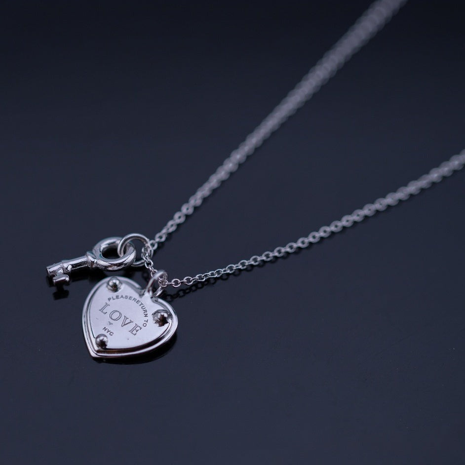 [Lumi Jewelry]KEY AND HEART SILVER NECKLACE