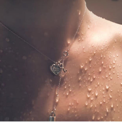 [Lumi Jewelry]KEY AND HEART SILVER NECKLACE