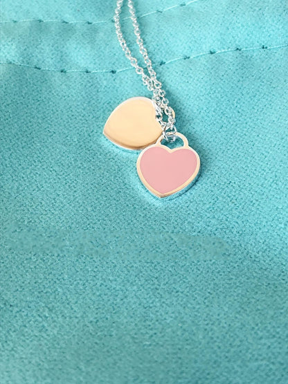[Lumi Jewelry]DOUBLE HEART PEDANT SILVER NECKLACE