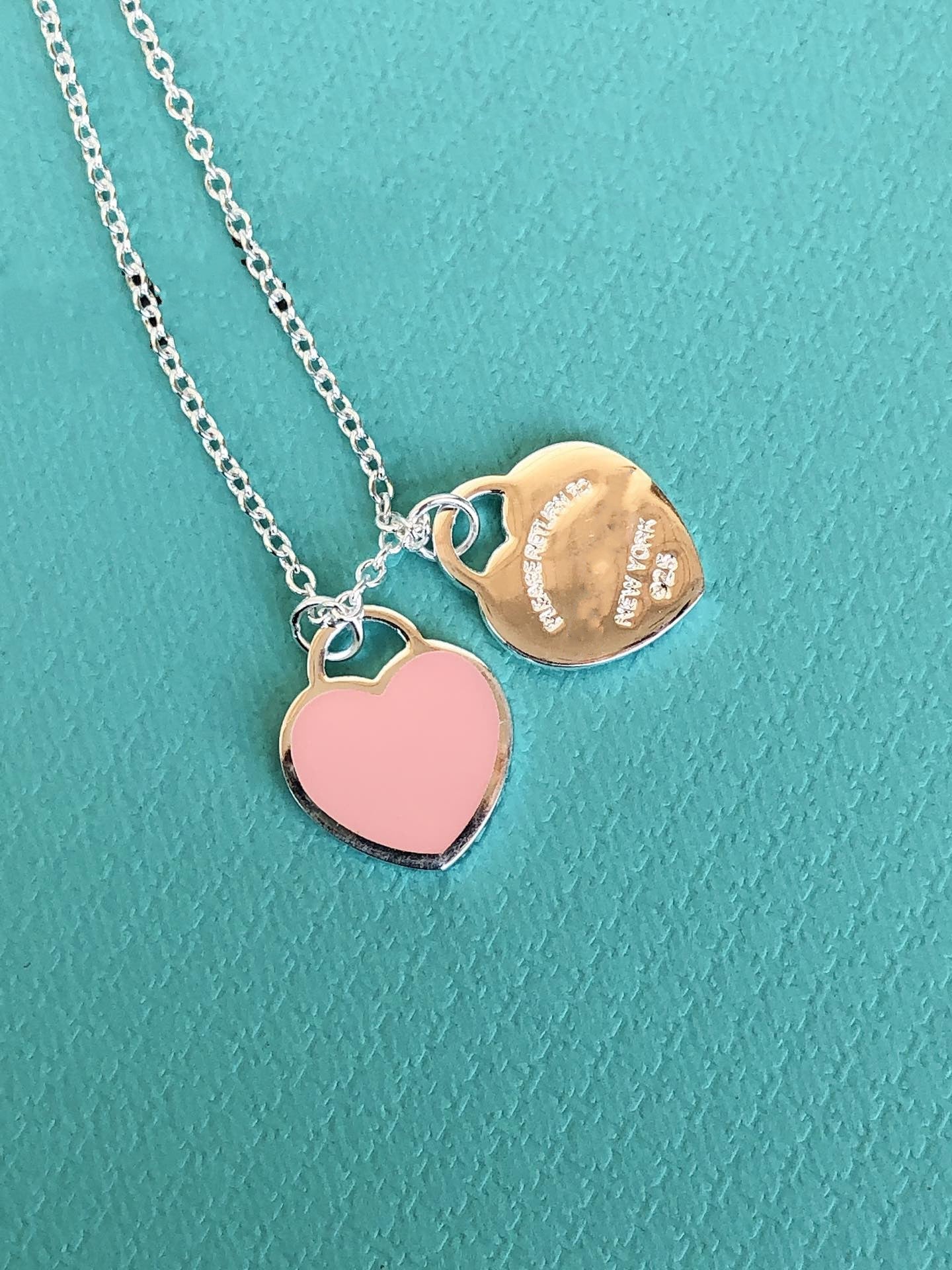 [Lumi Jewelry]DOUBLE HEART PEDANT SILVER NECKLACE