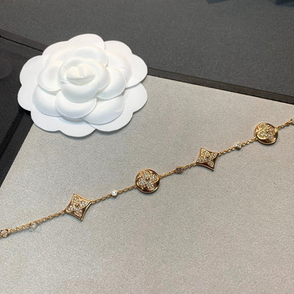 [Lumi Jewels]STAR AND SUN 4 MOTIFS GOLD DIAMONDS BRACELET