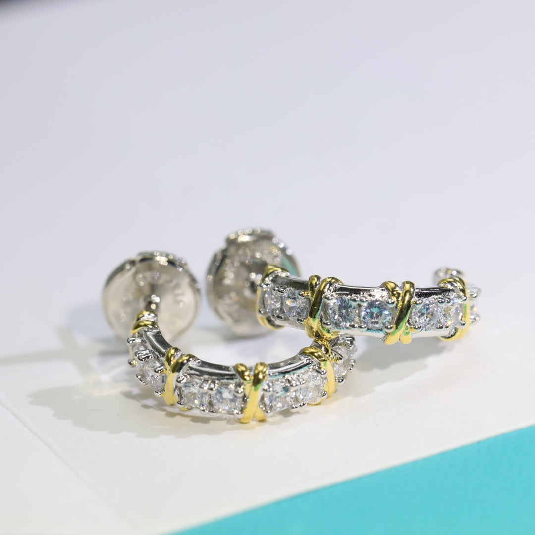 [Lumi Jewelry]TWENTY STONE HOOP GOLD EARRINGS