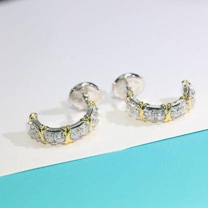 [Lumi Jewelry]TWENTY STONE HOOP GOLD EARRINGS