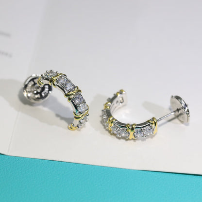 [Lumi Jewelry]TWENTY STONE HOOP GOLD EARRINGS