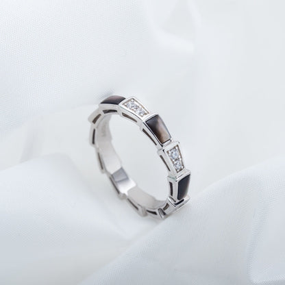 [Lumi Jewels]SERPENTI RING SILVER  DIAMOND BLACK MOP 3MM