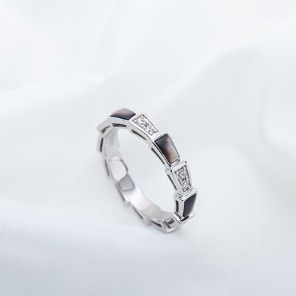[Lumi Jewels]SERPENTI RING SILVER  DIAMOND BLACK MOP 3MM