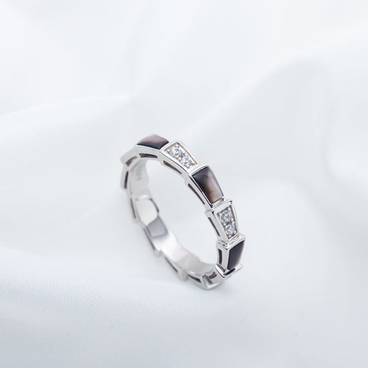 [Lumi Jewels]SERPENTI RING SILVER  DIAMOND BLACK MOP 3MM