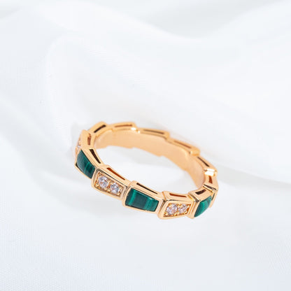 [Lumi Jewels]SERPENTI RING PINK GOLD MALACHITE DIAMOND 3MM