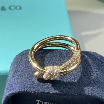 [Lumi Jewelry]KNOT RING DOUBLE ROW GOLD DIAMOND