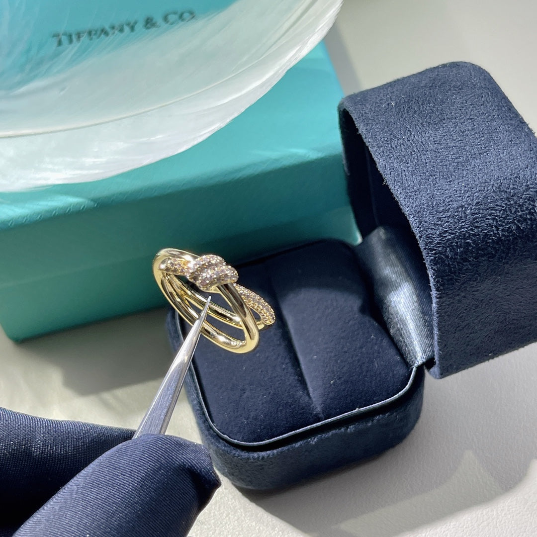 [Lumi Jewelry]KNOT RING DOUBLE ROW GOLD DIAMOND