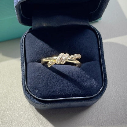 [Lumi Jewelry]KNOT RING DOUBLE ROW GOLD DIAMOND