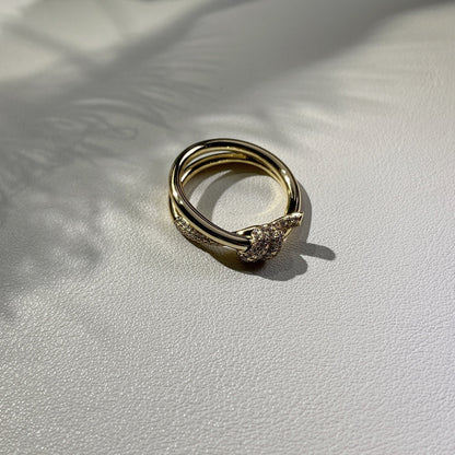 [Lumi Jewelry]KNOT RING DOUBLE ROW GOLD DIAMOND