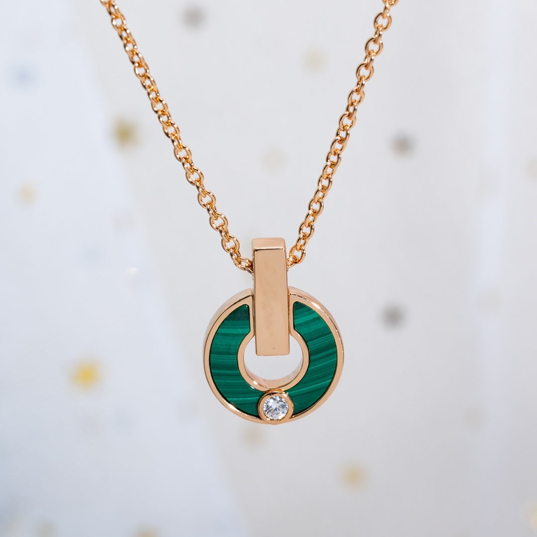 [Lumi Jewels]GARI NECKLACE PINK GOLD MALACHITE