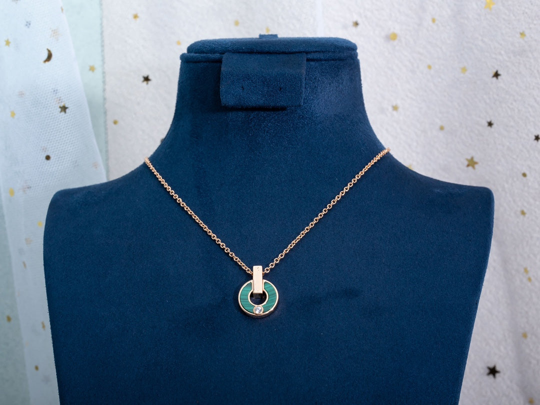 [Lumi Jewels]GARI NECKLACE PINK GOLD MALACHITE