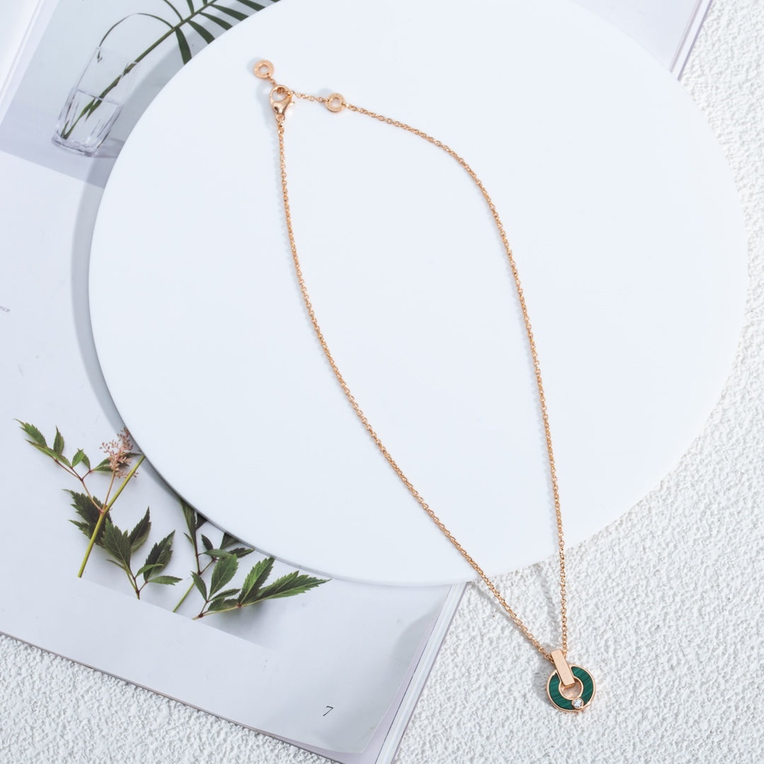 [Lumi Jewels]GARI NECKLACE PINK GOLD MALACHITE