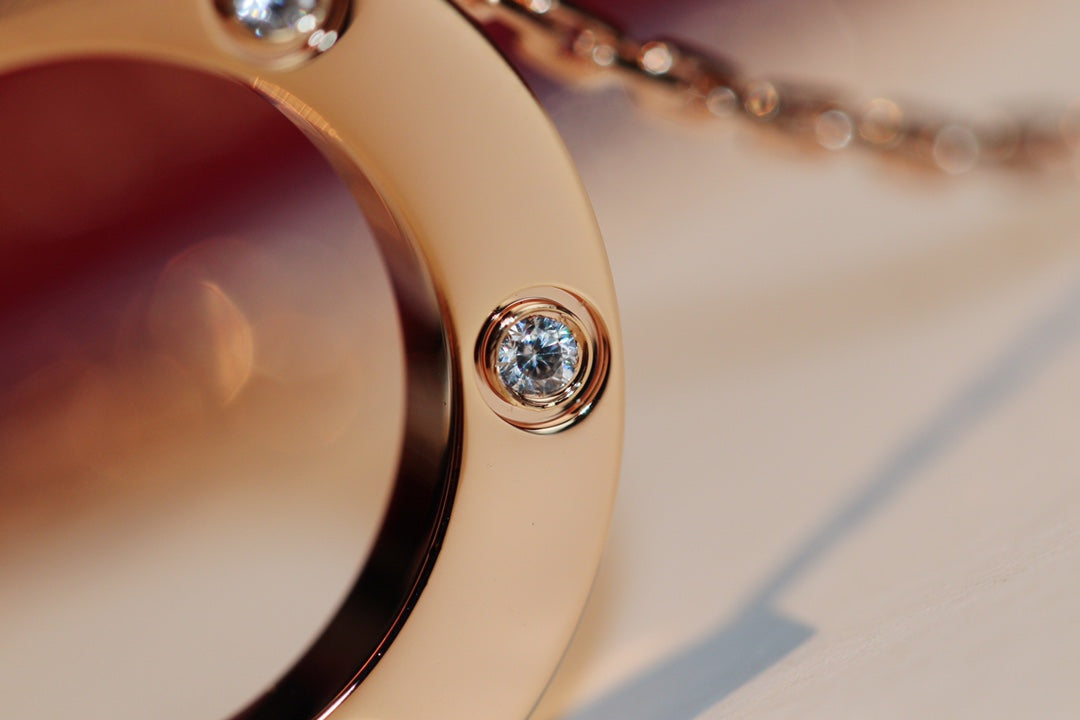 [Lumi Jewels]LOVE NECKLACE 16MM 6 DIAMONDS PINK GOLD