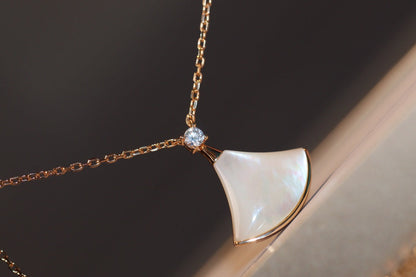 [Lumi Jewels]DREAM NECKLACE WHITE MOP PINK GOLD 1 DIAMOND