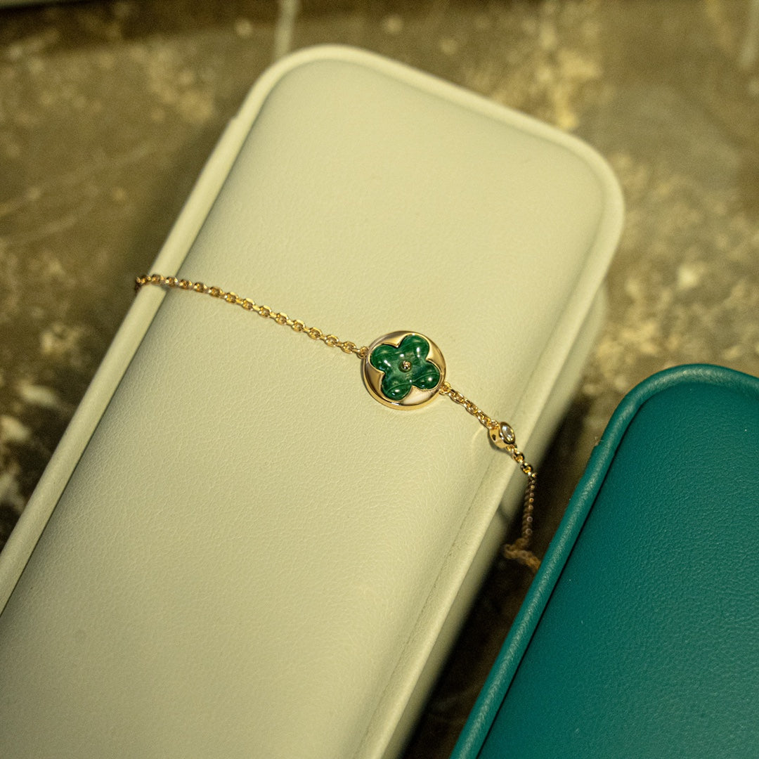 [Lumi Jewels]SUN MALACHITE 1 DIAMOND PINK GOLD BRACELET