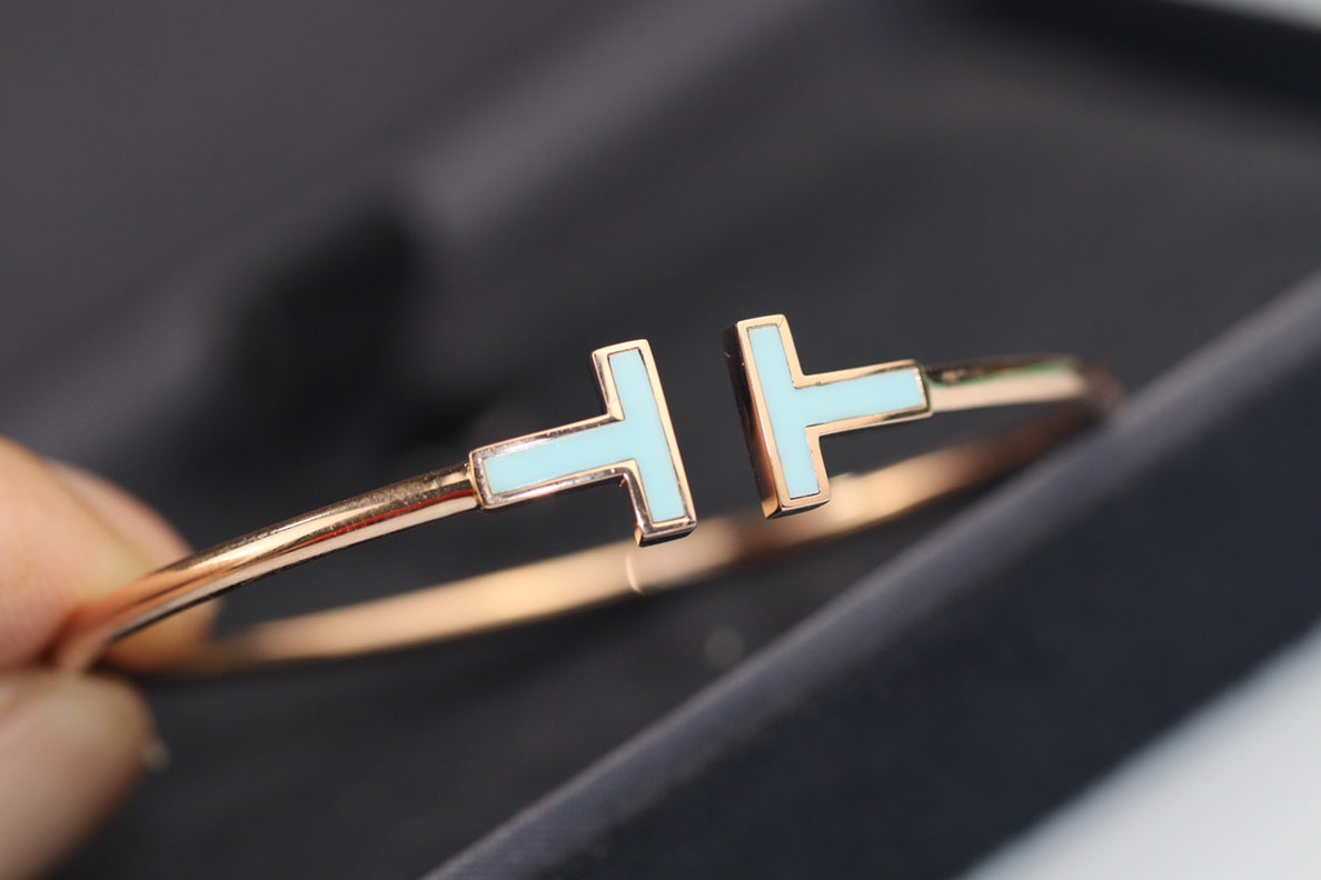 [Lumi Jewelry]T BRACELET 1.8MM TURQUOISE PINK GOLD