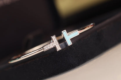 [Lumi Jewelry]T BRACELET 1.8MM TURQUOISE DIAMOND PINK GOLD