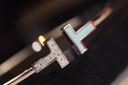 [Lumi Jewelry]T BRACELET 1.8MM TURQUOISE DIAMOND PINK GOLD