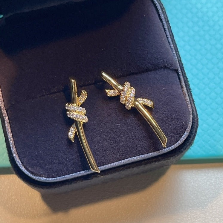 [Lumi Jewelry]KNOT EARRINGS GOLD DIAMOND