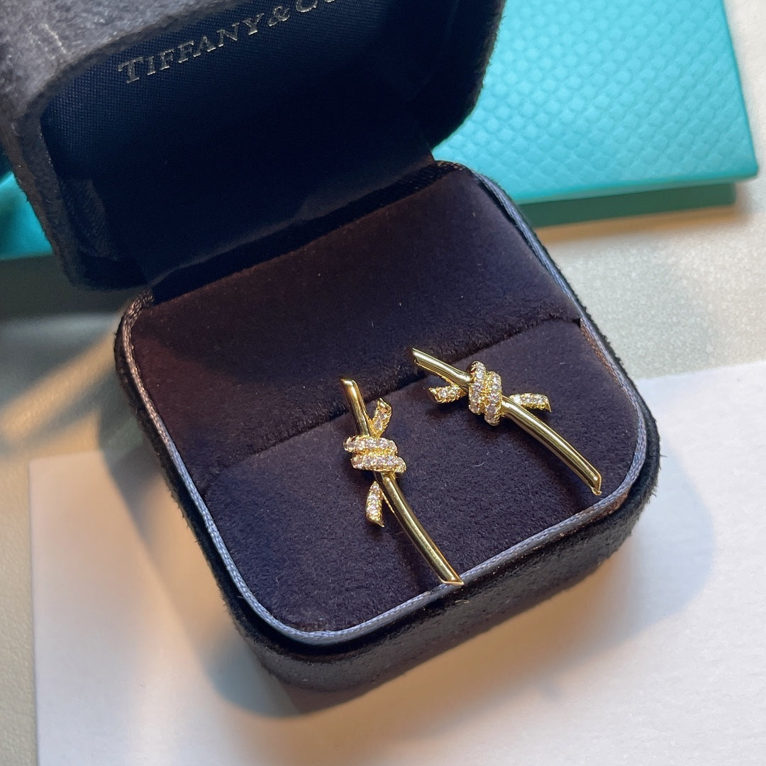 [Lumi Jewelry]KNOT EARRINGS GOLD DIAMOND