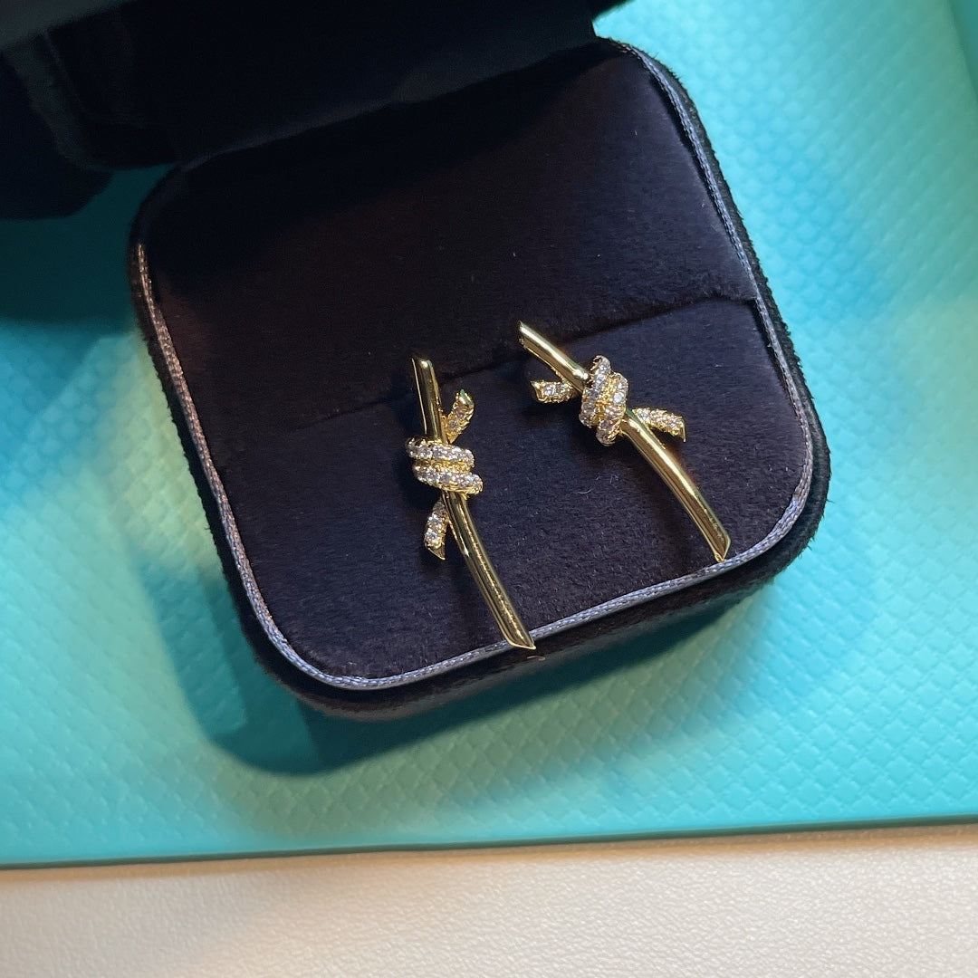 [Lumi Jewelry]KNOT EARRINGS GOLD DIAMOND